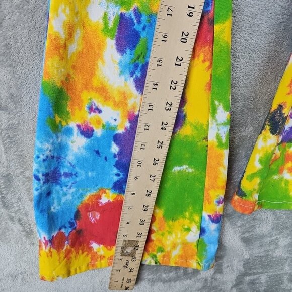 2BME Fashion Jeans Womens S High Rise Bell Bottom Flare Rainbow Tie Dye Boho - Picture 7 of 10
